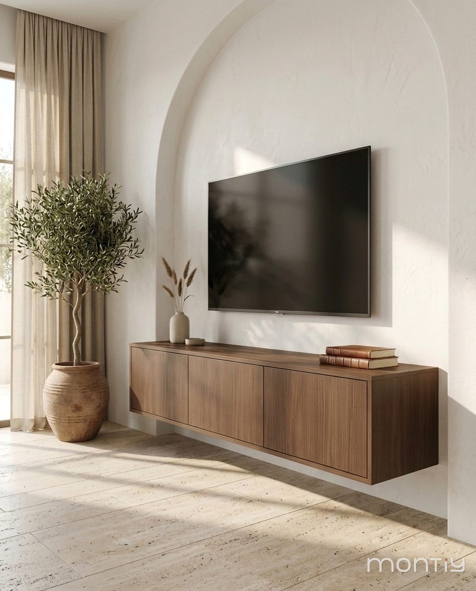 Zwevend tv-meubel in Bolivar hout