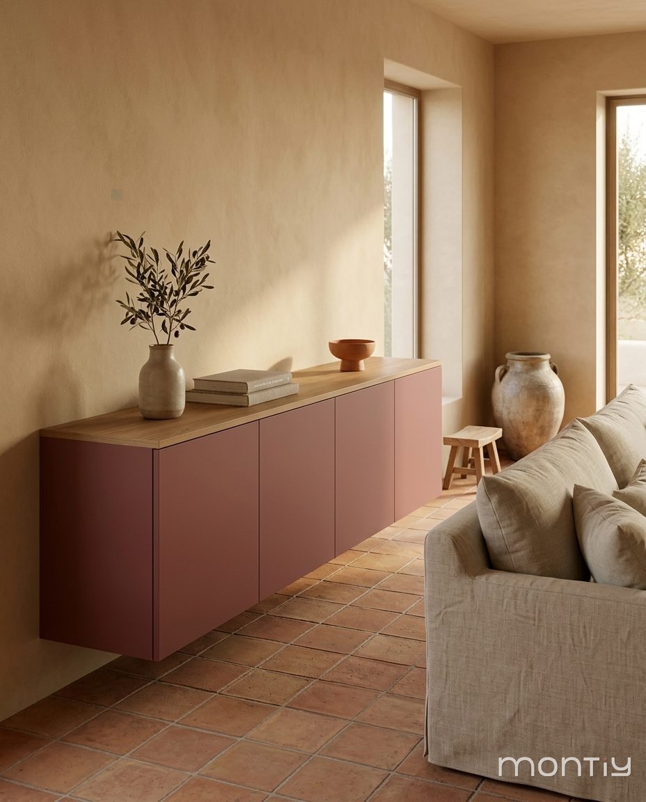 Roestrood dressoir met eiken blad