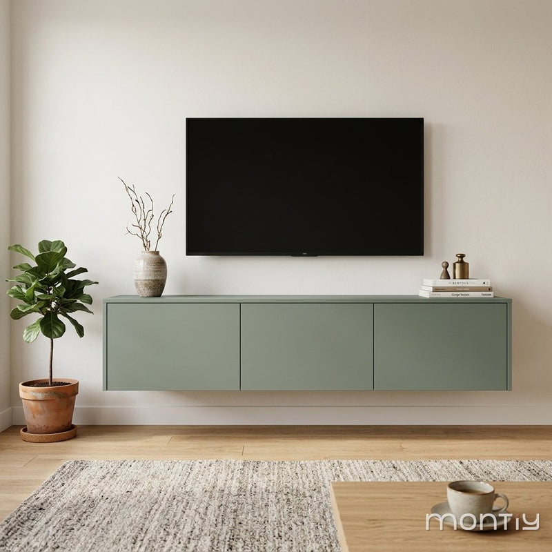 Eucalyptusgroen zwevend tv-meubel